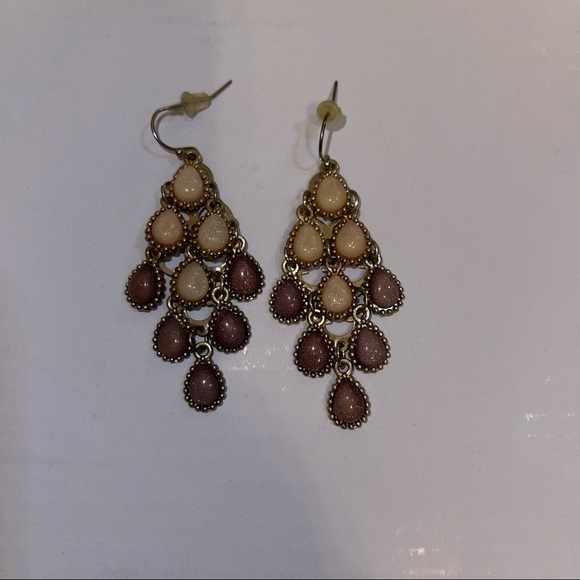 Pink Shimmer Beaded Statement Earrings - Picture 2 of 5